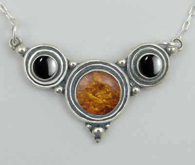 Sterling Silver Gemstone Necklace With Amber